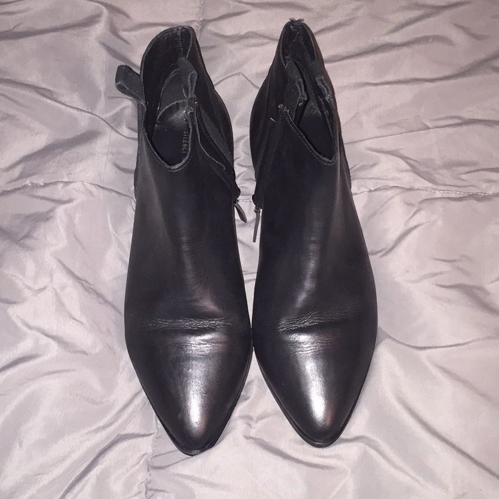 Silence + Noise Black Leather Ankle Boots